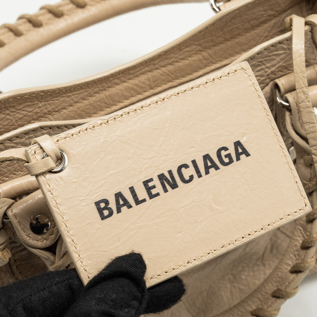 BALENCIAGA MINI CITY BAG CALFSKIN BEIGE SHW