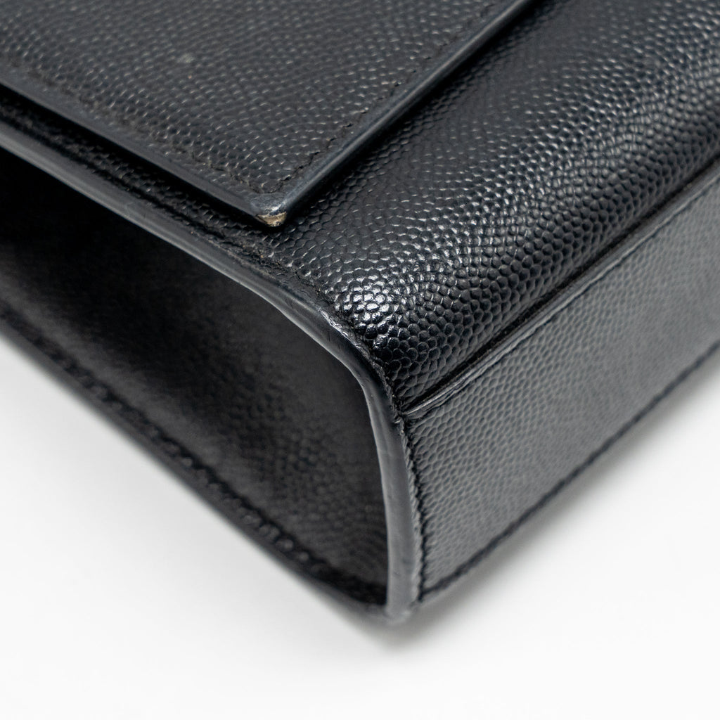 SAINT LAURENT/YSL LARGE KATE CHAIN BAG GRAINED CALFSKIN BLACK GHW