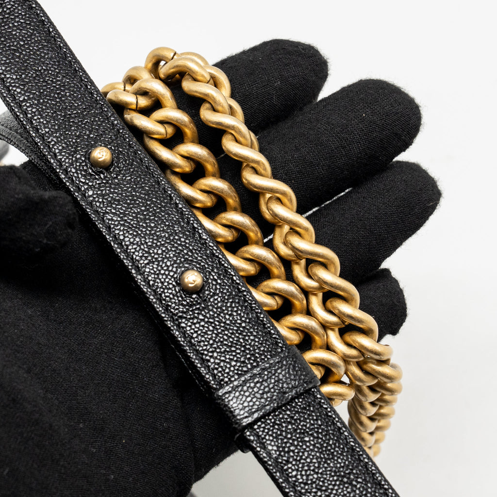 CHANEL NORTH SOUTH/VERTICAL BOY BAG CAVIAR BLACK GHW