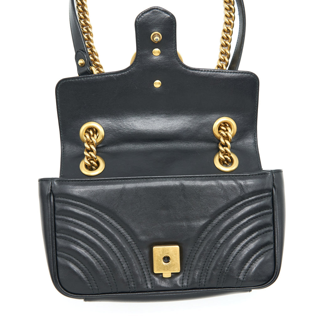 GUCCI MINI MARMONT MATELASSE BAG BLACK GHW