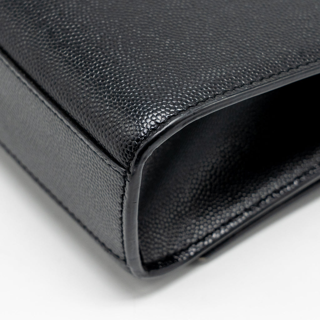 SAINT LAURENT/YSL LARGE KATE CHAIN BAG GRAINED CALFSKIN BLACK GHW
