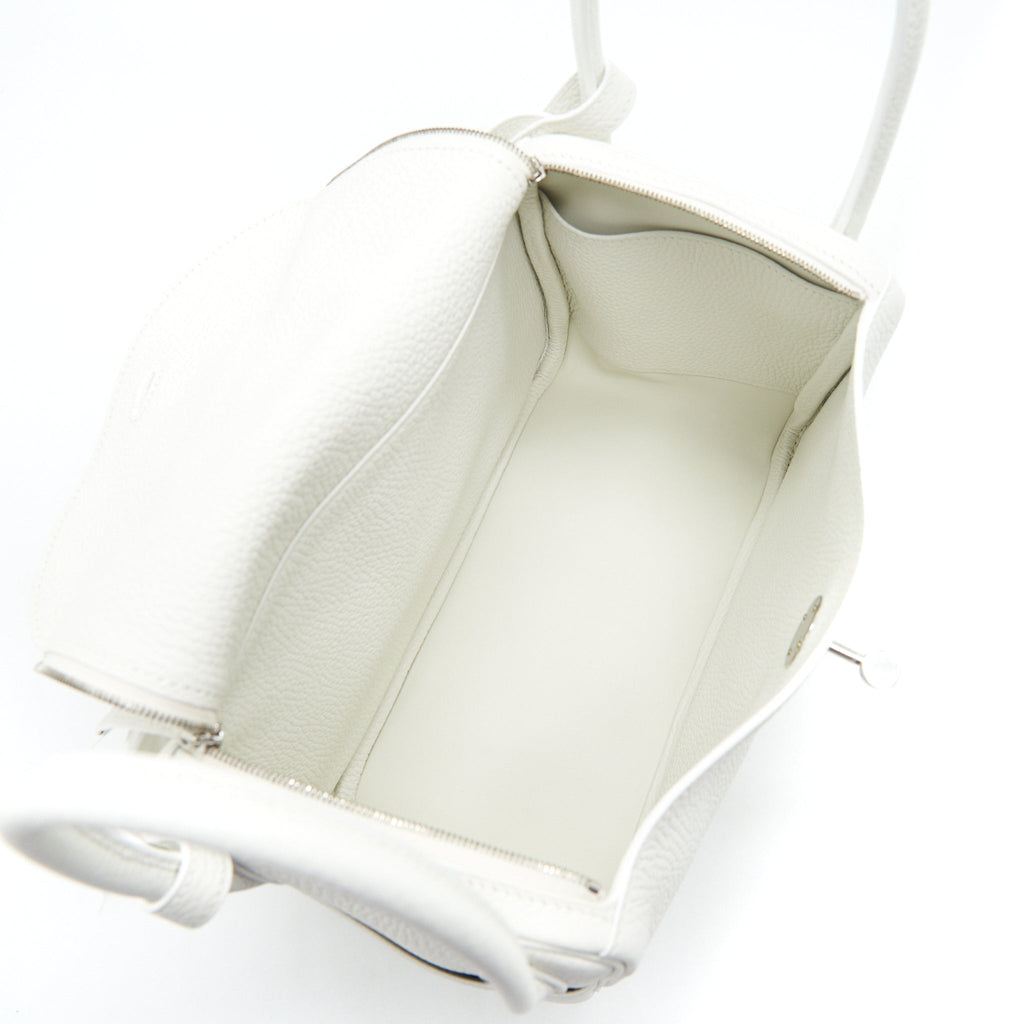 HERMES LINDY 26 CLEMENCE LEATHER BLANC WITH SHW