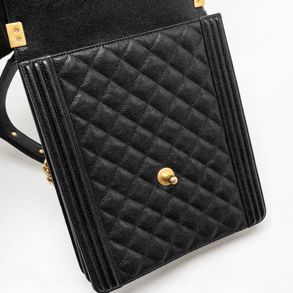CHANEL NORTH SOUTH/VERTICAL BOY BAG CAVIAR BLACK GHW
