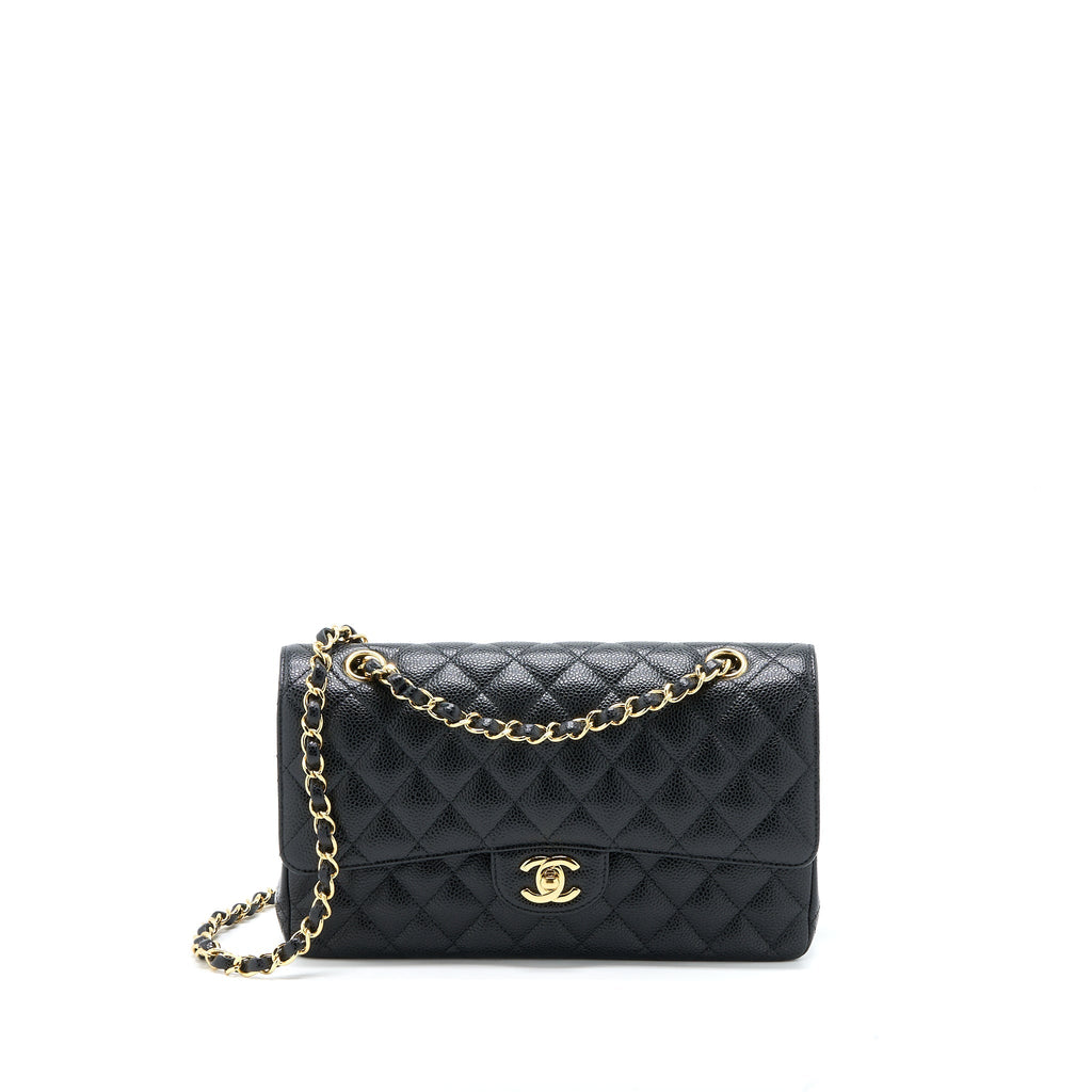 CHANEL MEDIUM CLASSIC DOUBLE FLAP BAG CAVIAR BLACK GHW