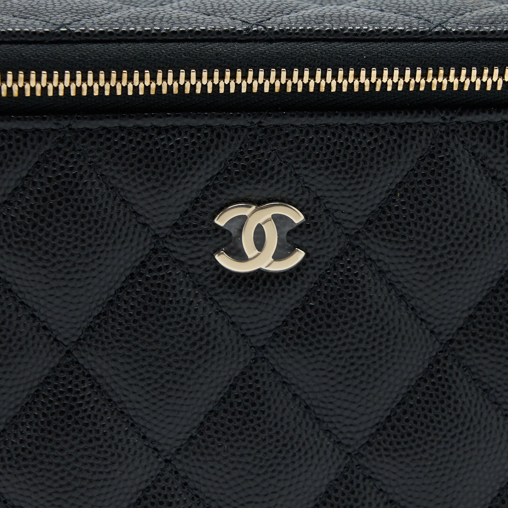 CHANEL LONG VANITY WITH CHAIN CAVIAR BLACK LGHW (MICROCHIP)