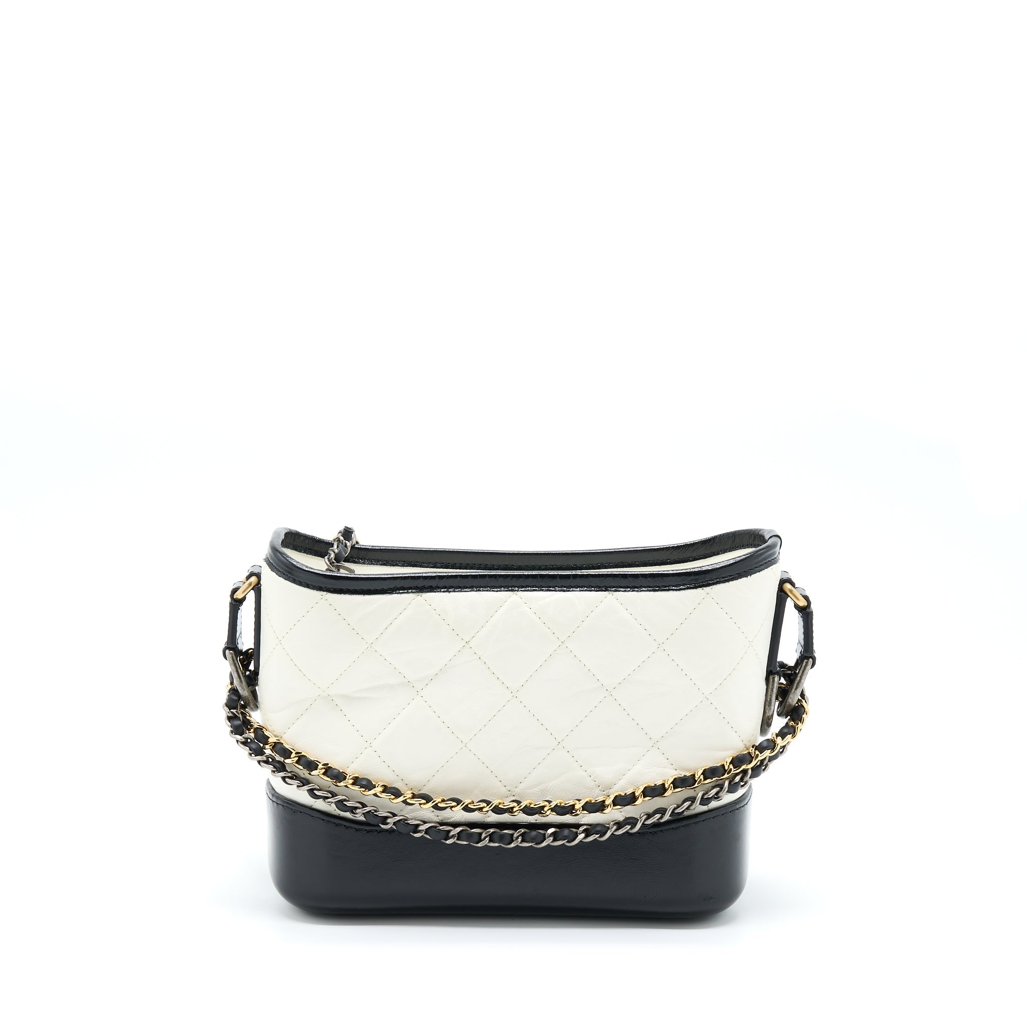 CHANEL SMALL GABRIELLE HOBO BAG WHITE/BLACK MULTICOLOUR HARDWARE