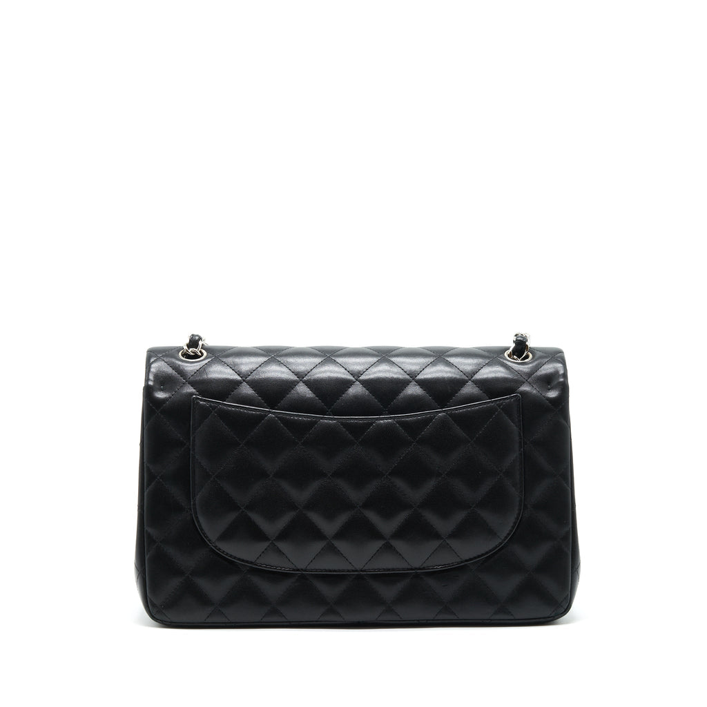 CHANEL CLASSIC JUMBO DOUBLE FLAP BAG LAMBSKIN BLACK SHW