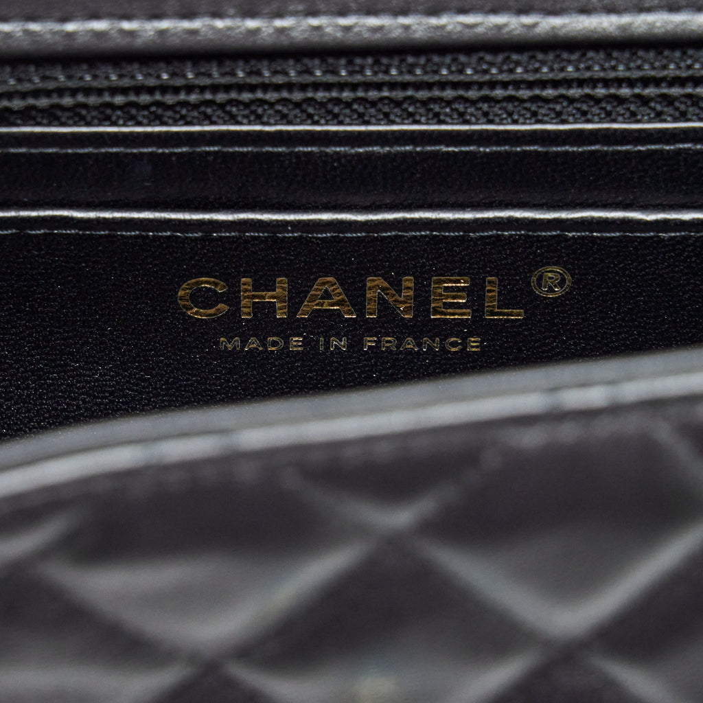 CHANEL MINI RECTANGULAR FLAP BAG LAMBSKIN BLACK LGHW (MICROCHIP)