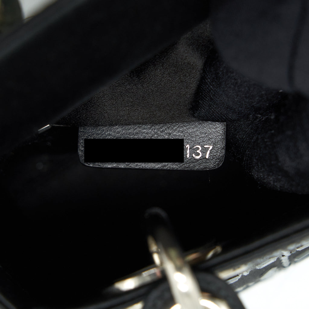 DIOR MINI LADY DIOR SATIN BLACK WITH CRYSTAL BLACK SHW