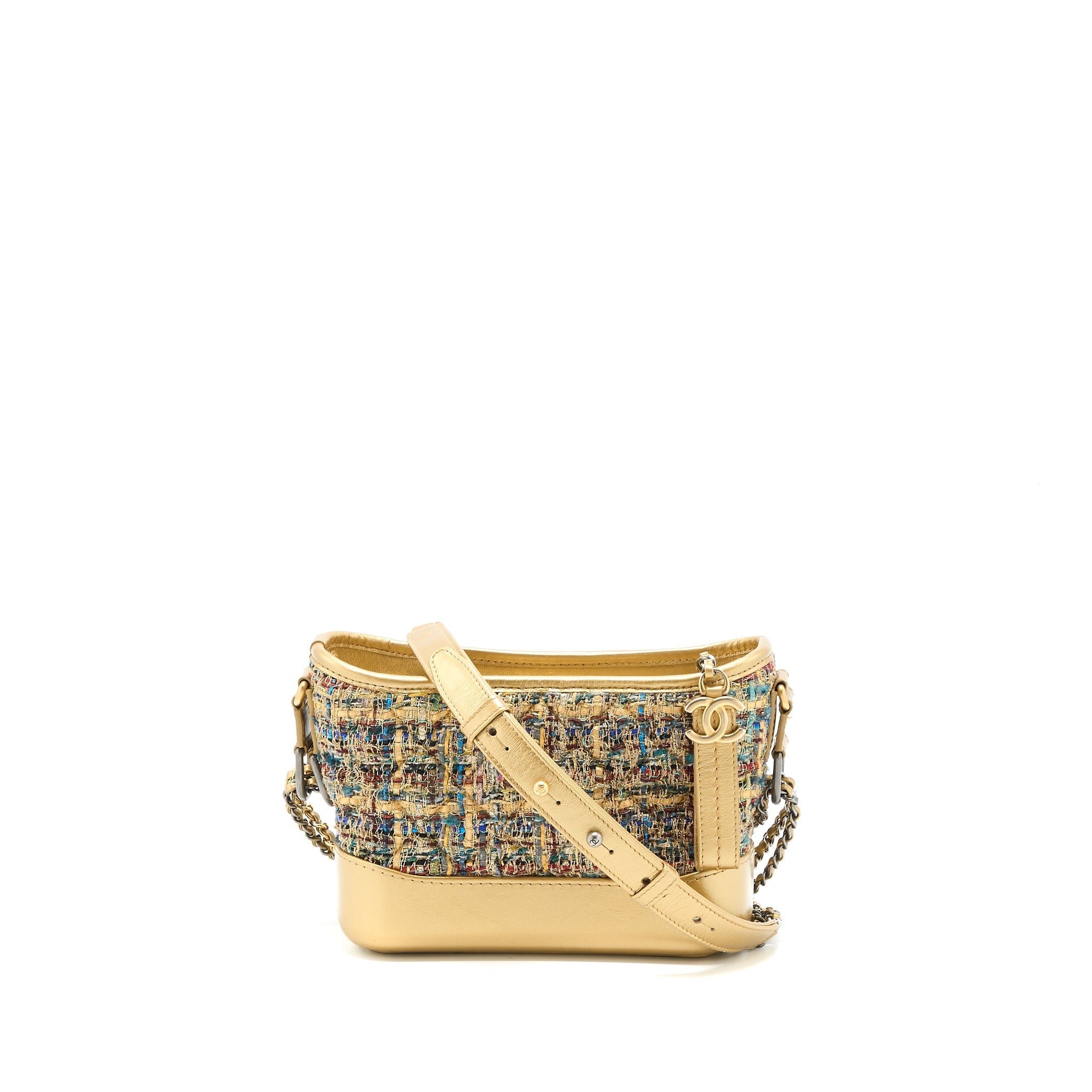 CHANEL SMALL GABRIELLE HOBO BAG TWEED GOLD/MULTICOLOUR HARDWARE