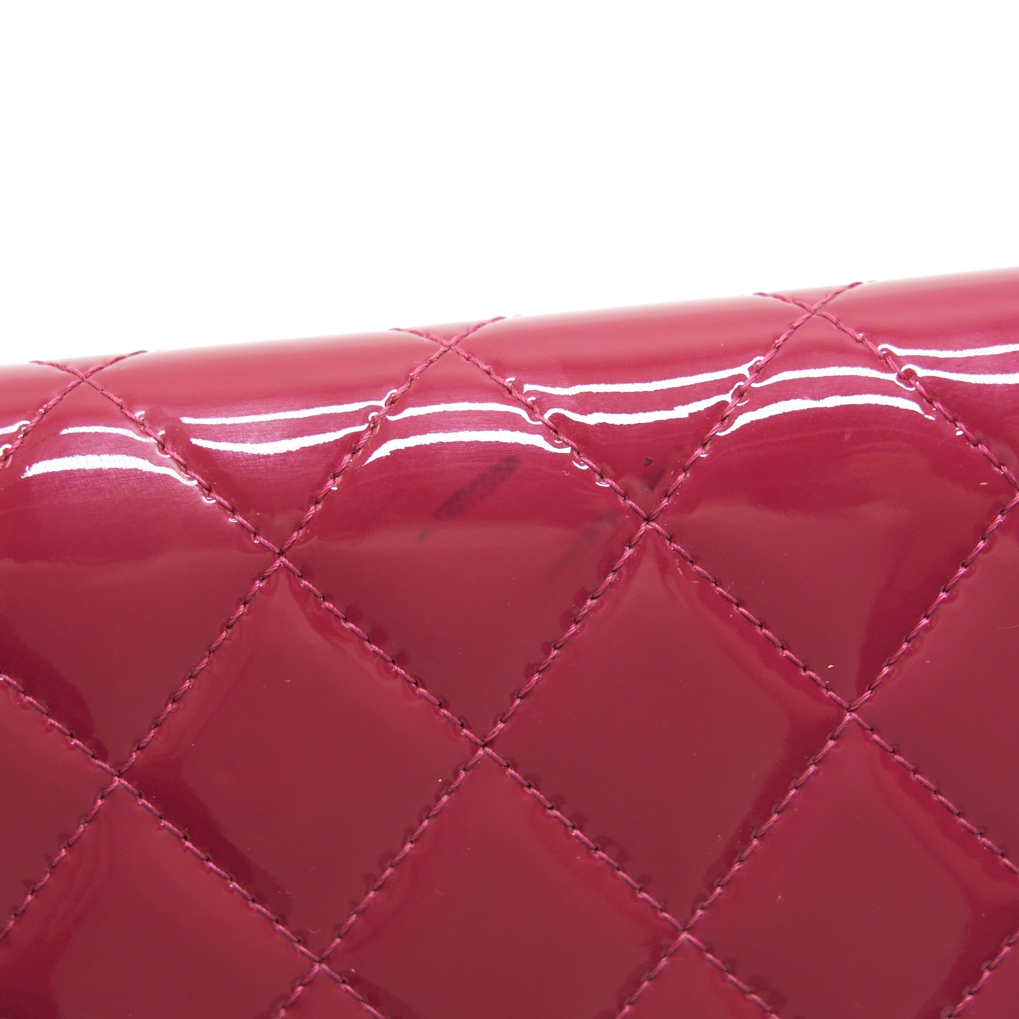 CHANEL LONG ZIP WALLET PATENT FUCHSIA SHW