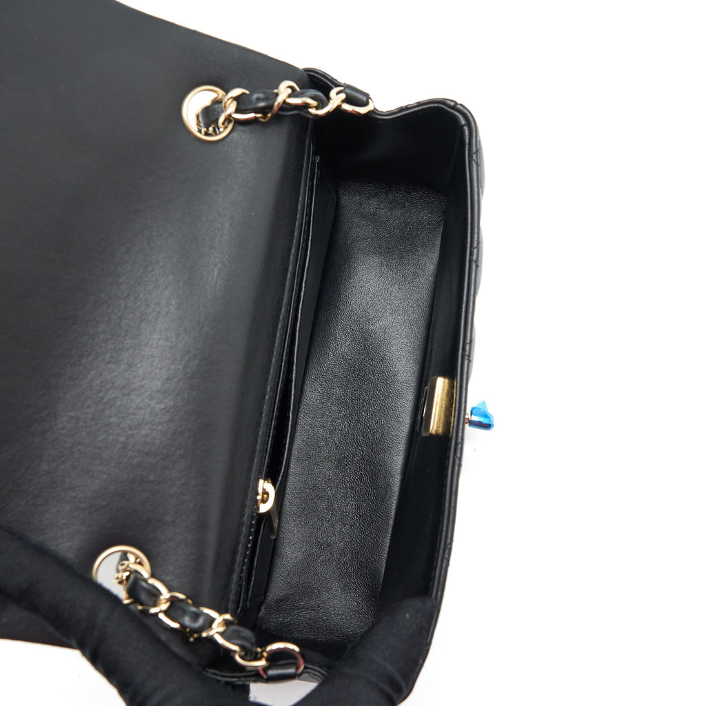 CHANEL MINI RECTANGULAR FLAP BAG LAMBSKIN BLACK LGHW (MICROCHIP)