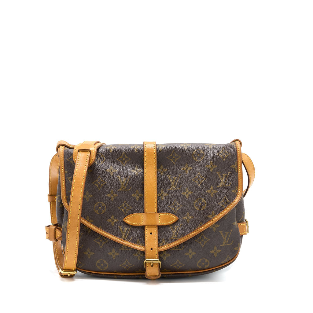 LOUIS VUITTON VINTAGE SAUMUR CLOTH CROSSBODY BAG MONOGRAM CANVAS GHW