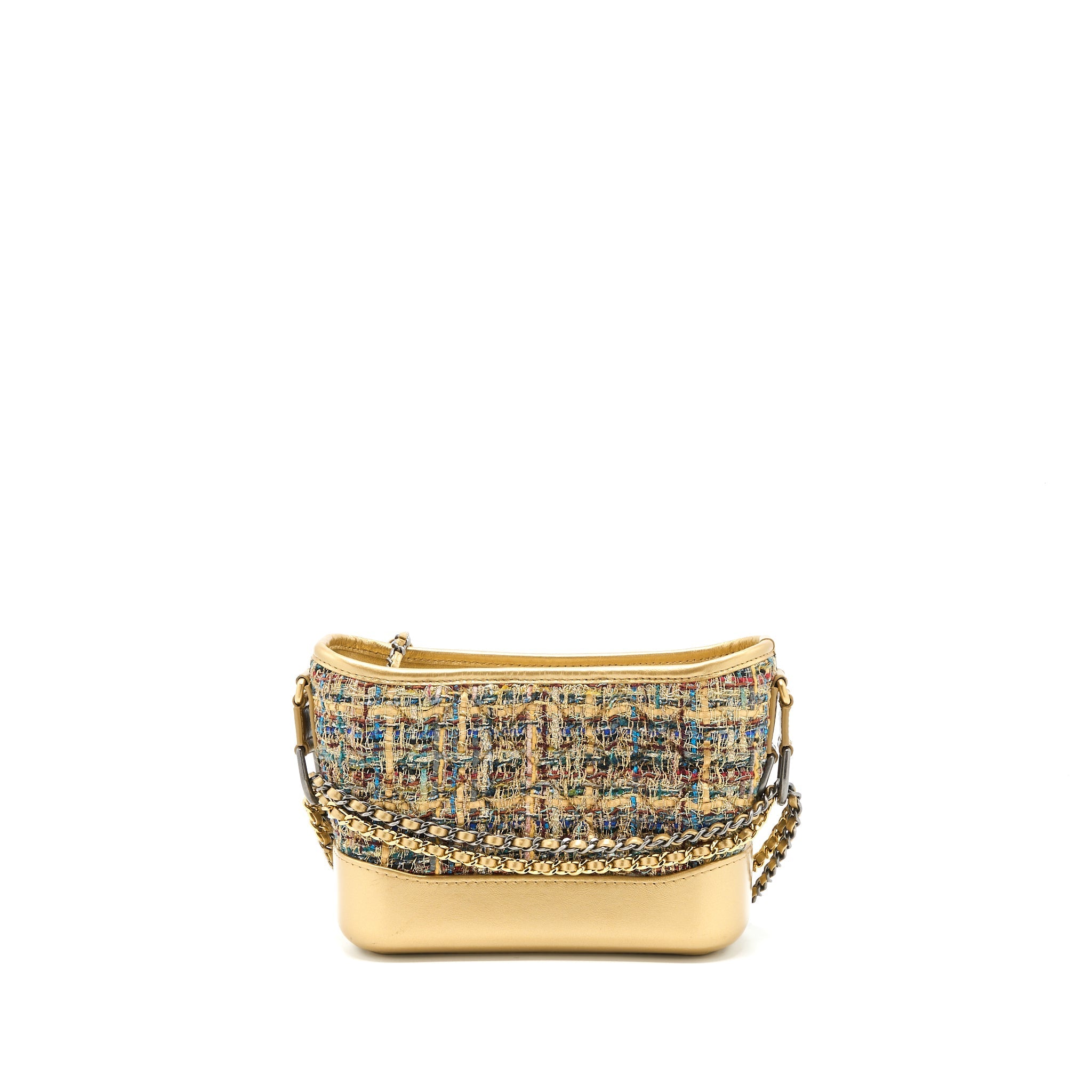 CHANEL SMALL GABRIELLE HOBO BAG TWEED GOLD/MULTICOLOUR HARDWARE