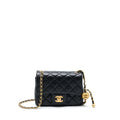 CHANEL PEARL CRUSH MINI SQUARE FLAP BAG LAMBSKIN BLACK GHW (MICROCHIP)