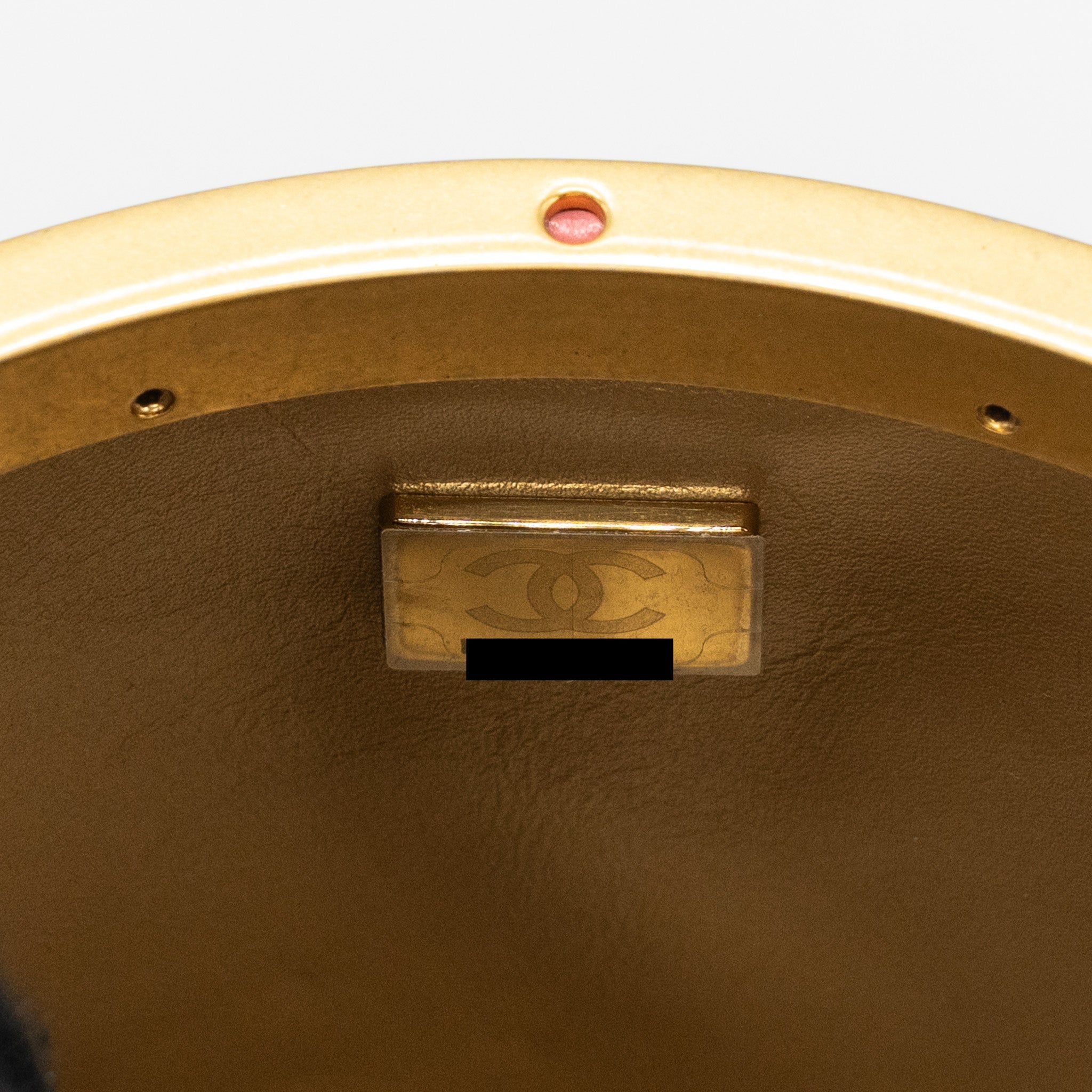 CHANEL ROUND VANITY CASE WITH CHAIN LAMBSKIN PINK GHW(MICROCHIP)