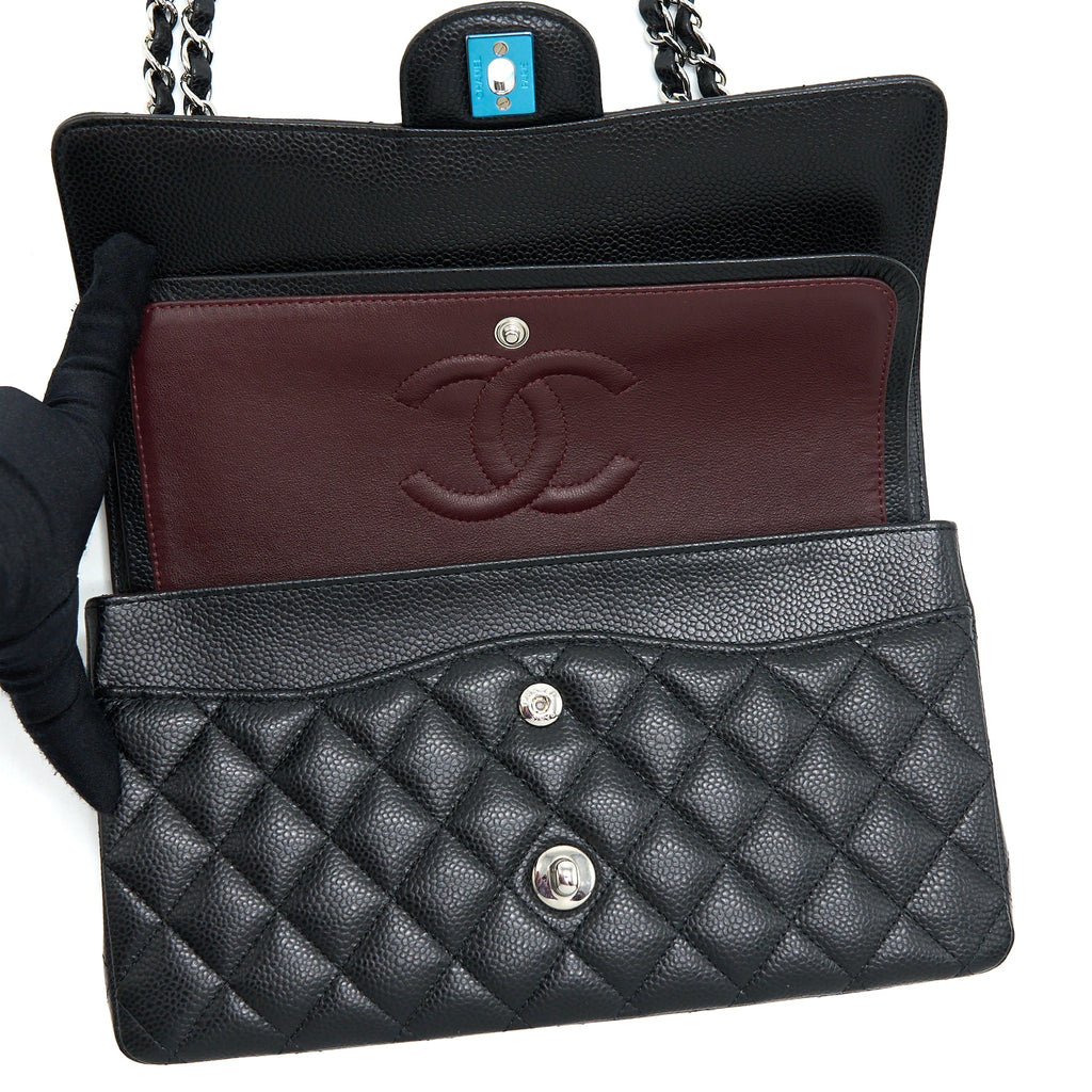 CHANEL CLASSIC DOUBLE FLAP BAG CAVIAR BLACK SHW