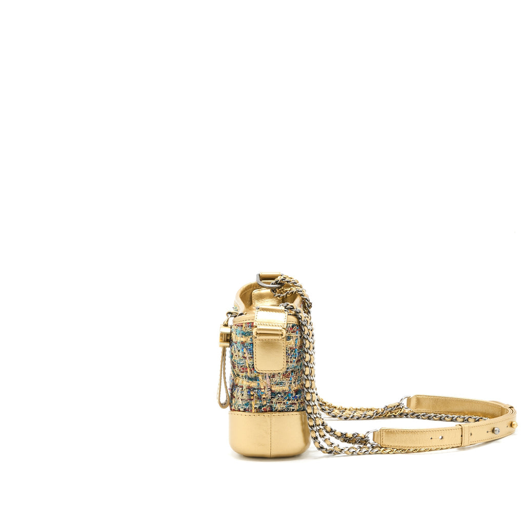 CHANEL SMALL GABRIELLE HOBO BAG TWEED GOLD/MULTICOLOUR HARDWARE