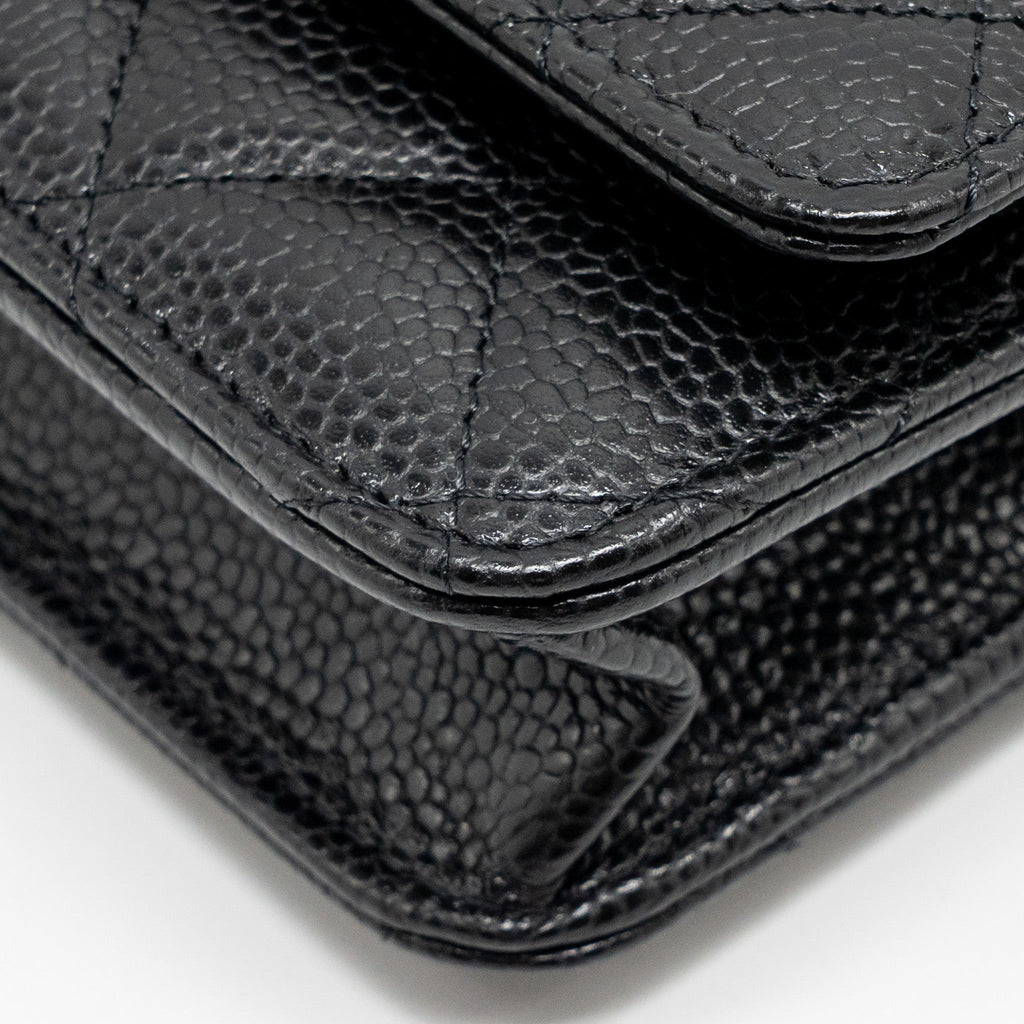 CHANEL CLASSIC WALLET ON CHAIN CAVIAR BLACK GHW(MICROCHIP)
