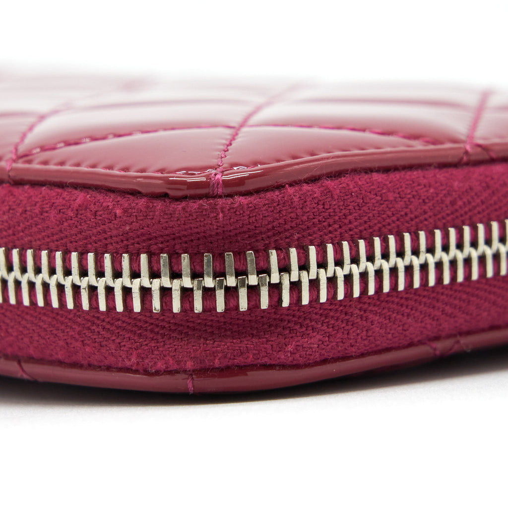 CHANEL LONG ZIP WALLET PATENT FUCHSIA SHW