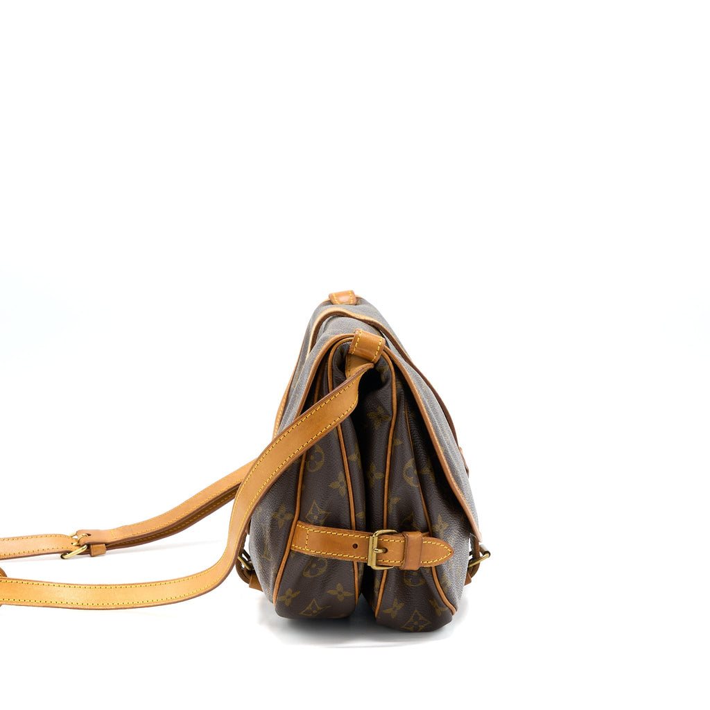 LOUIS VUITTON VINTAGE SAUMUR CLOTH CROSSBODY BAG MONOGRAM CANVAS GHW