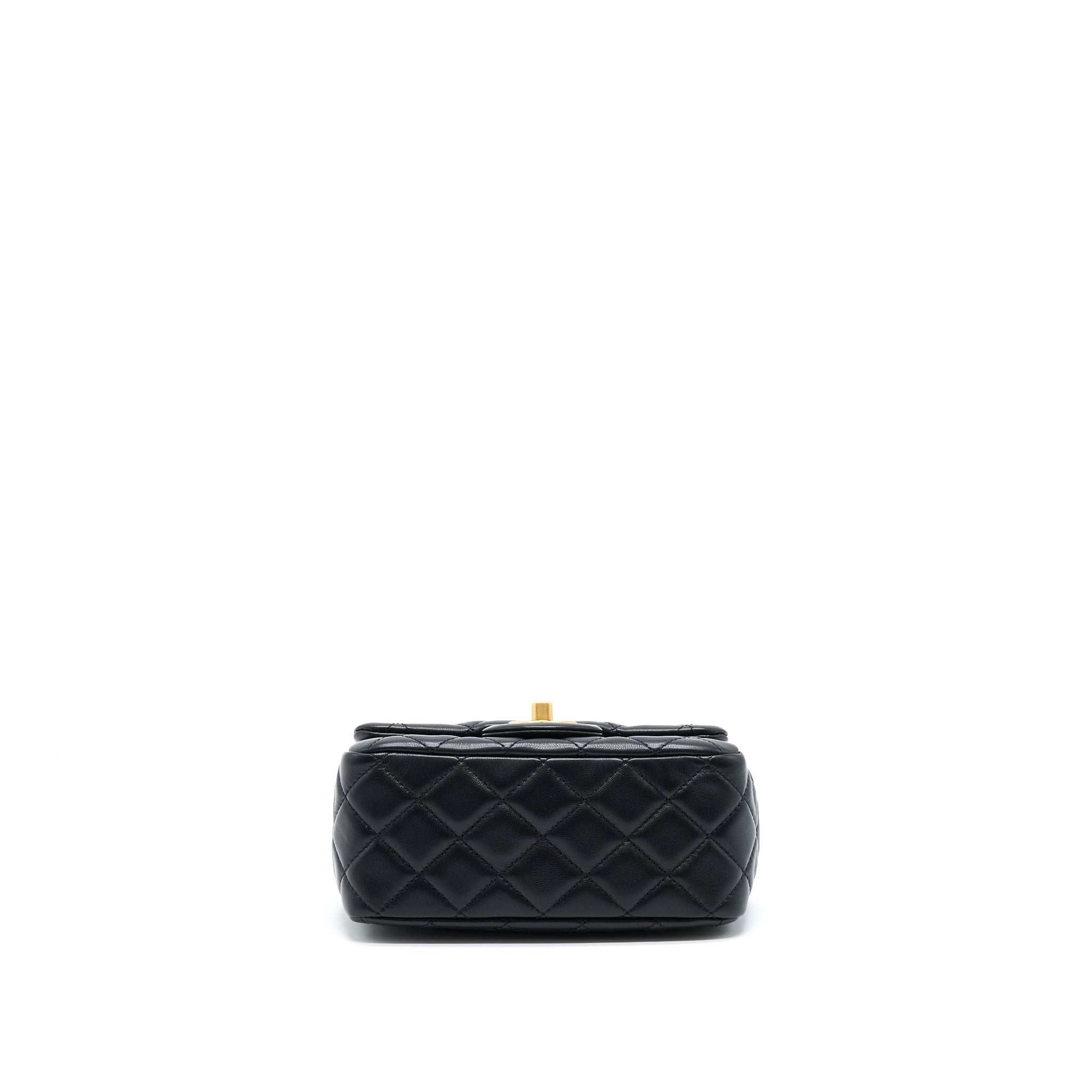 CHANEL PEARL CRUSH MINI SQUARE FLAP BAG LAMBSKIN BLACK GHW (MICROCHIP)