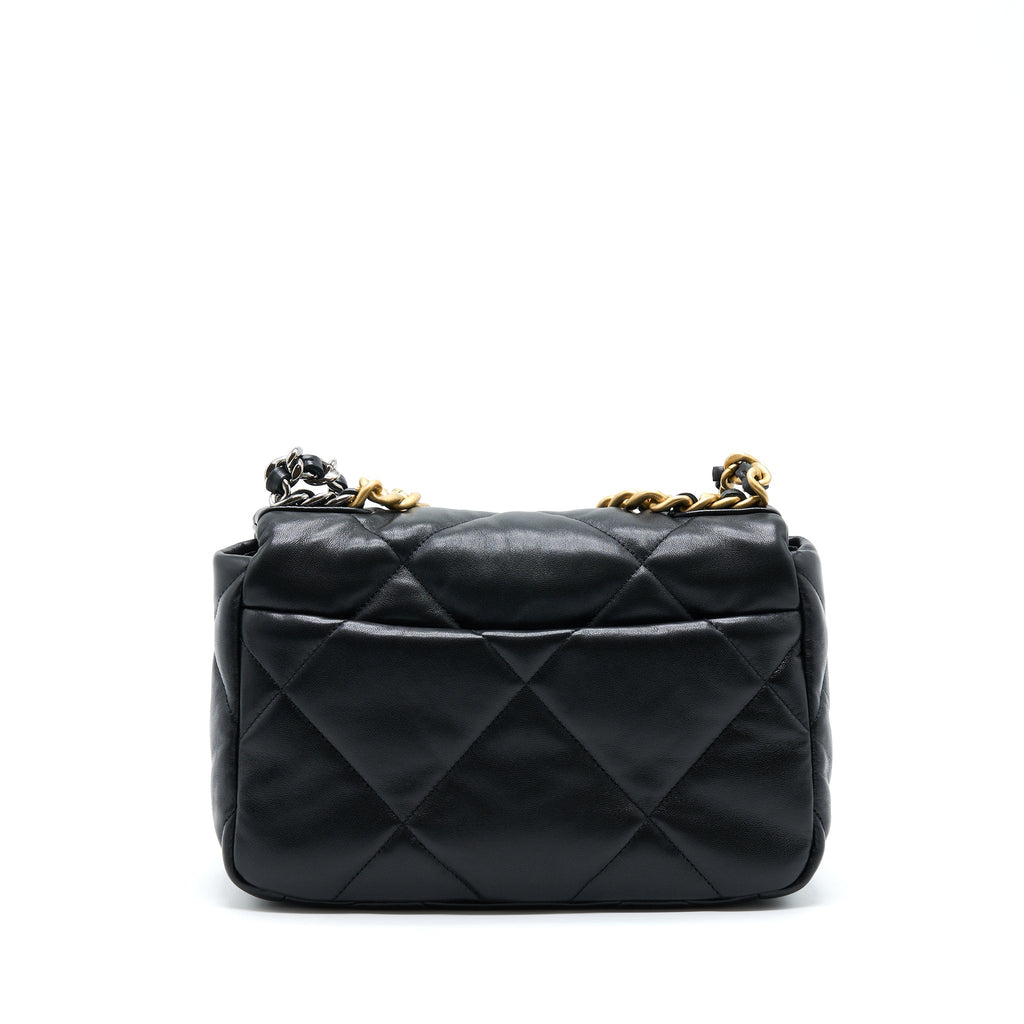 CHANEL SMALL 19 BAG LAMBSKIN BLACK WITH MULTICOLOUR HARDWARE (MICROCHIP)