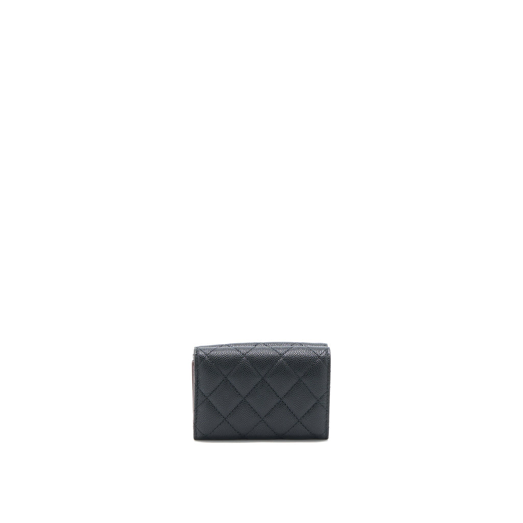 CHANEL SMALL COMPACT WALLET CAVIAR BLACK LGHW (MICROCHIP)