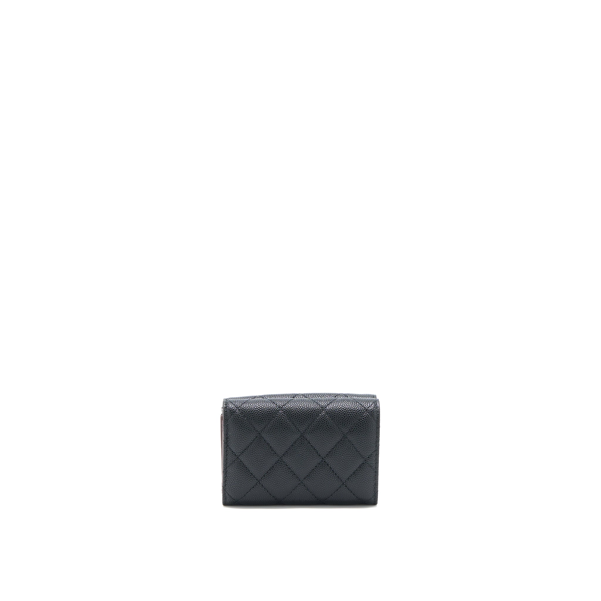 CHANEL SMALL COMPACT WALLET CAVIAR BLACK LGHW (MICROCHIP)