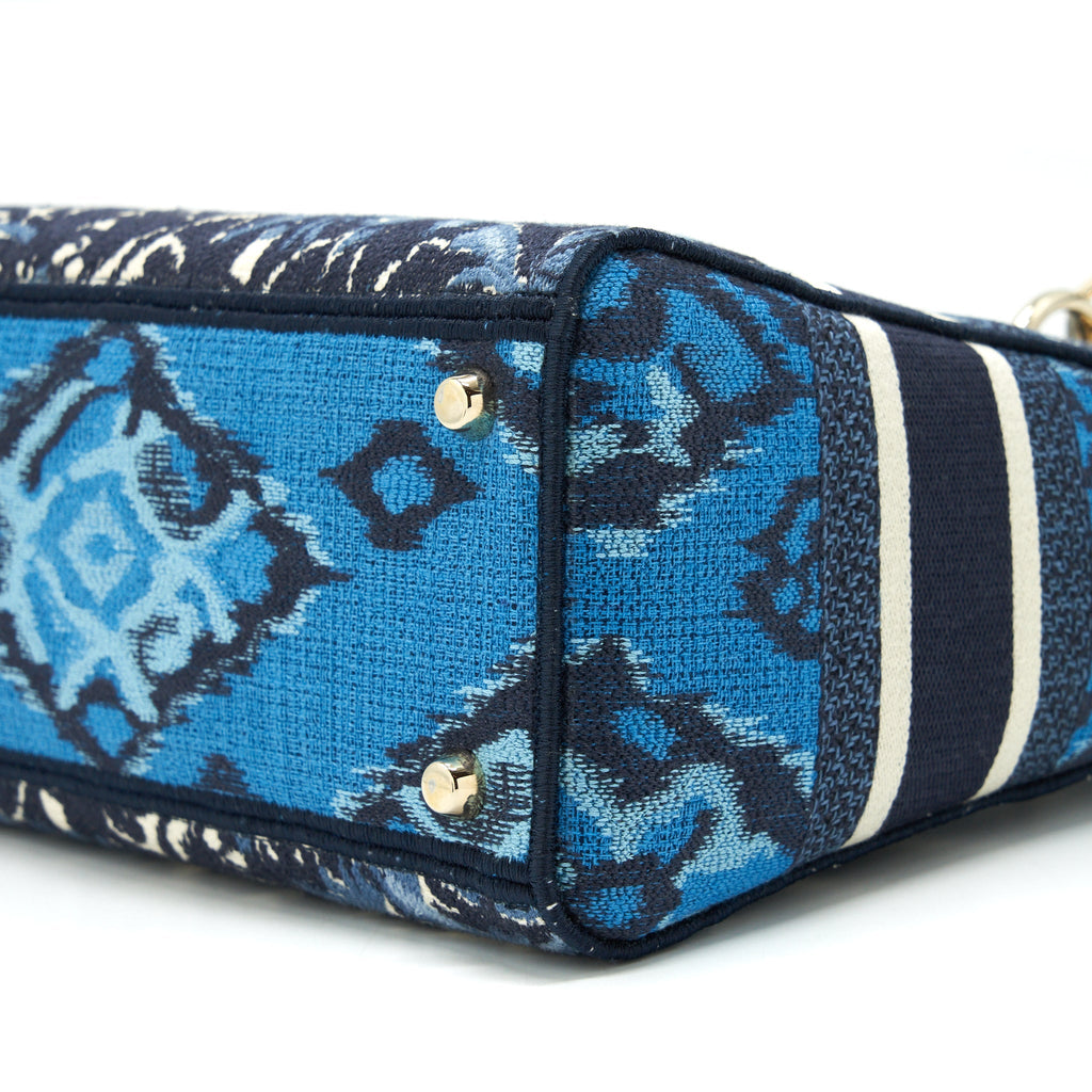 DIOR MEDIUM LADY D-LITE BAG AQUA BLUE TOILE DE JOUY EMBROIDERY
