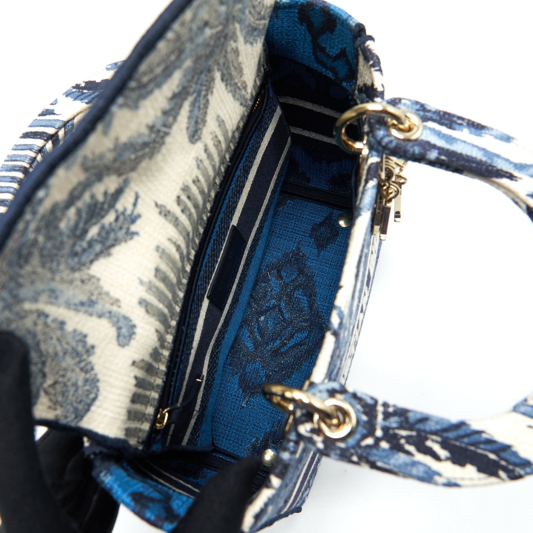 DIOR MEDIUM LADY D-LITE BAG AQUA BLUE TOILE DE JOUY EMBROIDERY