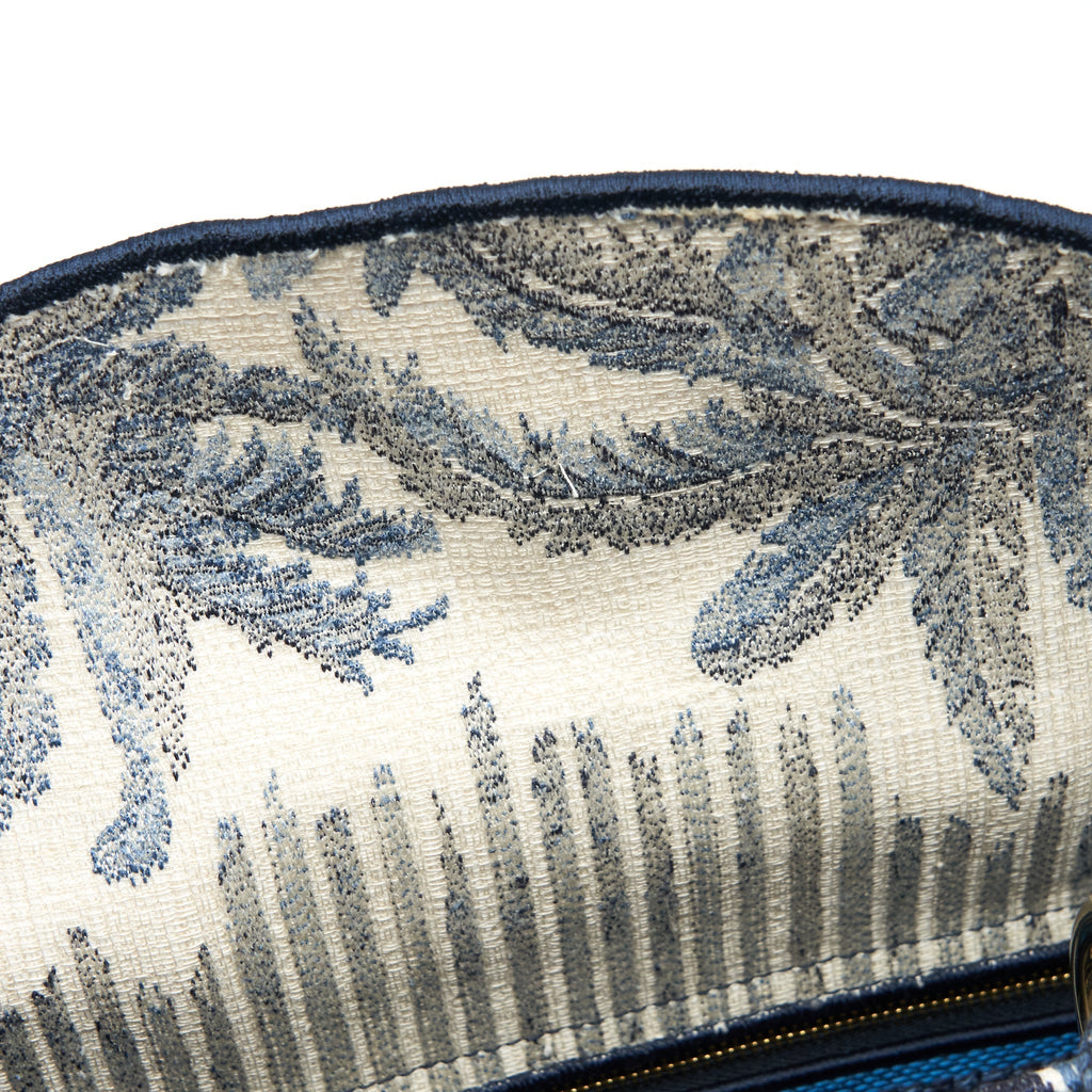 DIOR MEDIUM LADY D-LITE BAG AQUA BLUE TOILE DE JOUY EMBROIDERY
