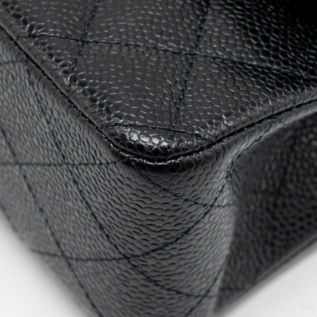 CHANEL SMALL CLASSIC DOUBLE FLAP BAG CAVIAR BLACK SHW