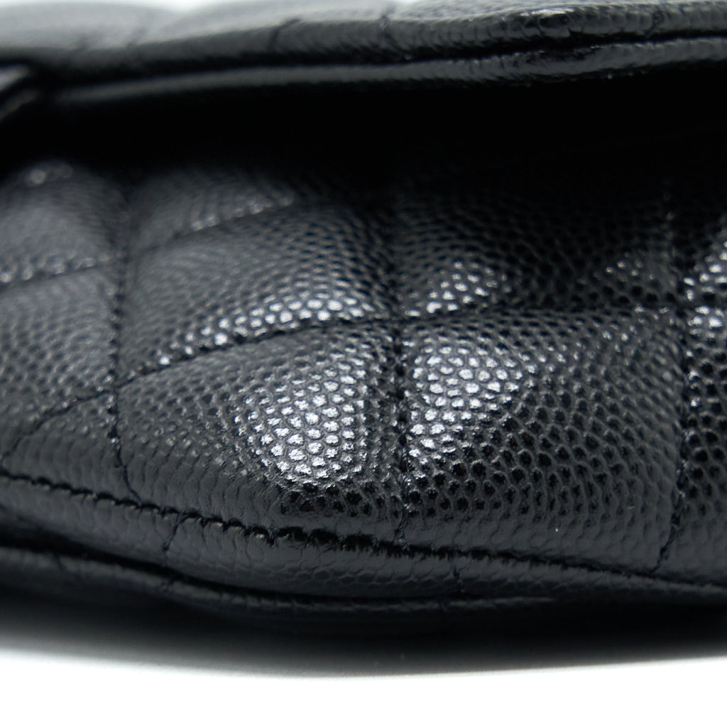 CHANEL FLAP GLASSES CASE WITH CHAIN CAVIAR BLACK SHW