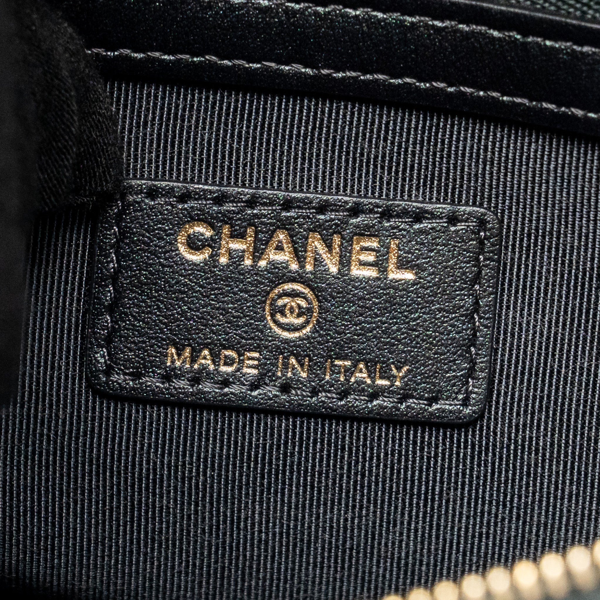 CHANEL NIGHT BY THE C POUCH CLUTCH CAVIAR IRIDESCENT BLACK LGHW