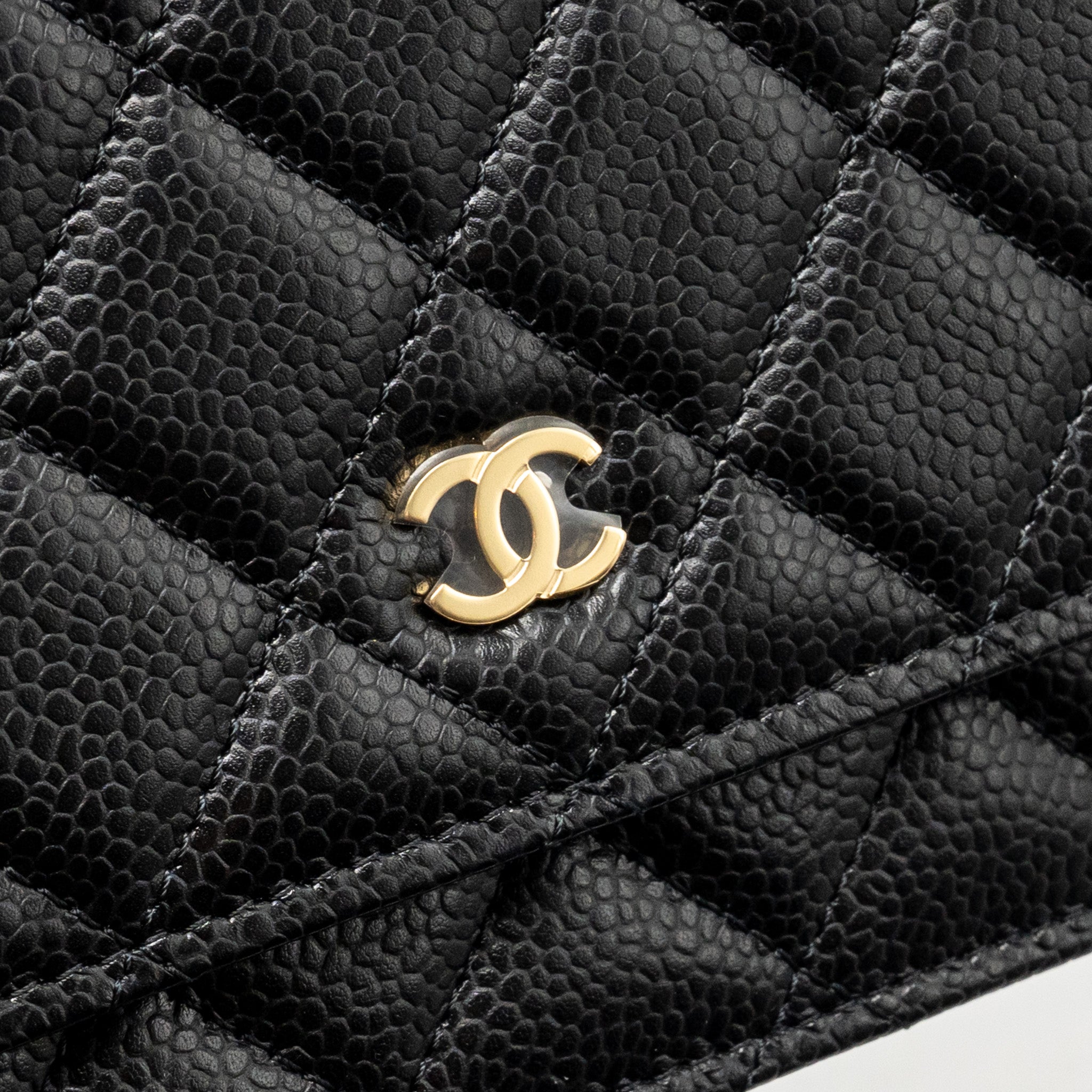CHANEL CLASSIC WALLET ON CHAIN CAVIAR BLACK GHW (MICROCHIP)