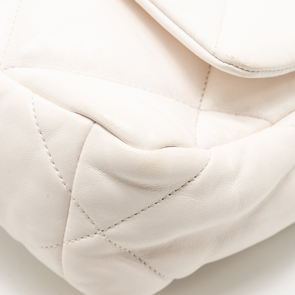 CHANEL SMALL 19 BAG LAMBSKIN WHITE MULTICOLOR HARDWARE