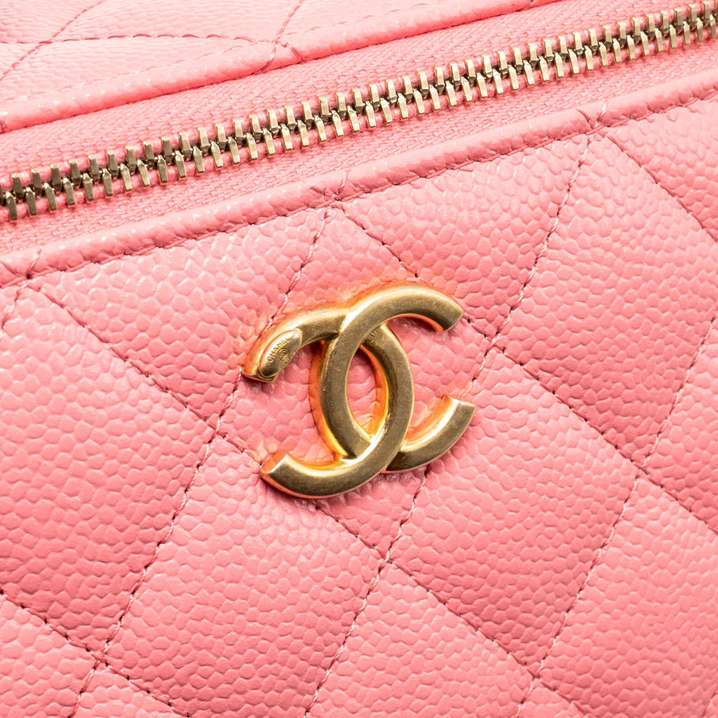 CHANEL LETTER TOP HANDLE LONG VANITY CAVIAR PINK GHW