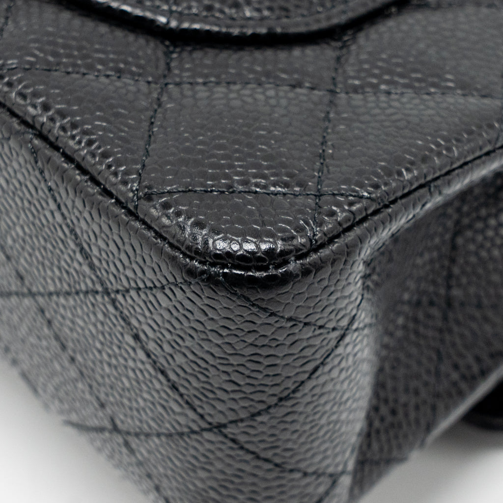 CHANEL SMALL CLASSIC DOUBLE FLAP BAG CAVIAR BLACK SHW