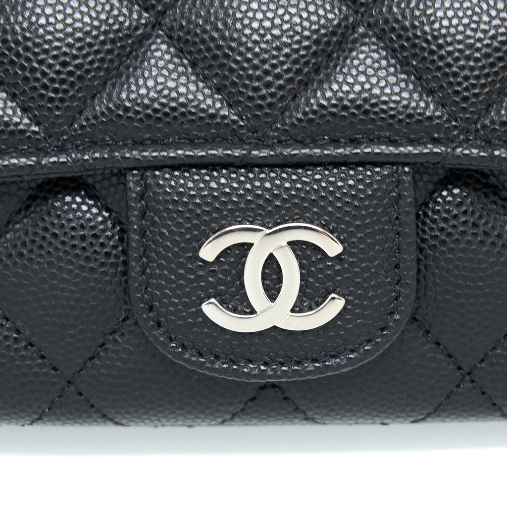 CHANEL FLAP GLASSES CASE WITH CHAIN CAVIAR BLACK SHW
