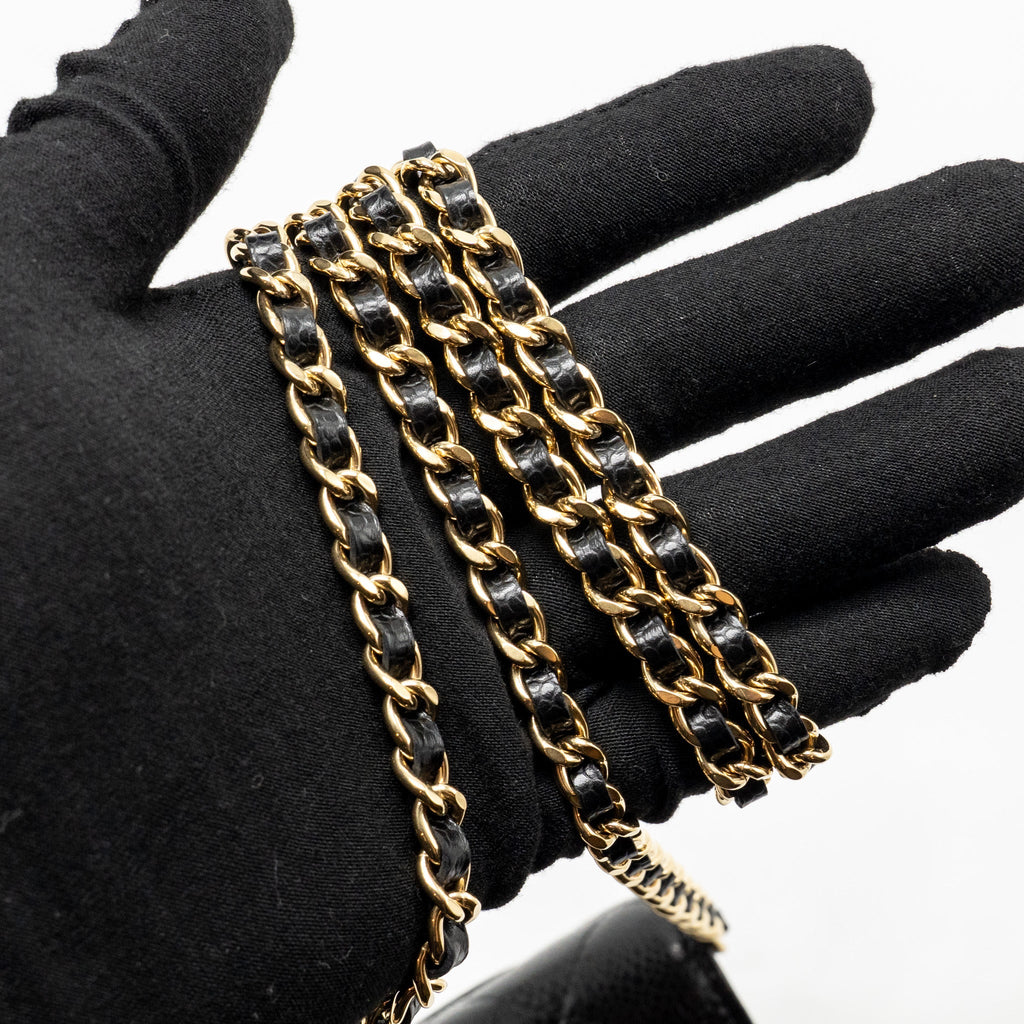 CHANEL CLASSIC WALLET ON CHAIN CAVIAR BLACK GHW (MICROCHIP)