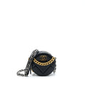 CHANEL 19 ROUND CLUTCH WITH CHAIN LAMBSKIN GOLD/SILVER HARDWARE