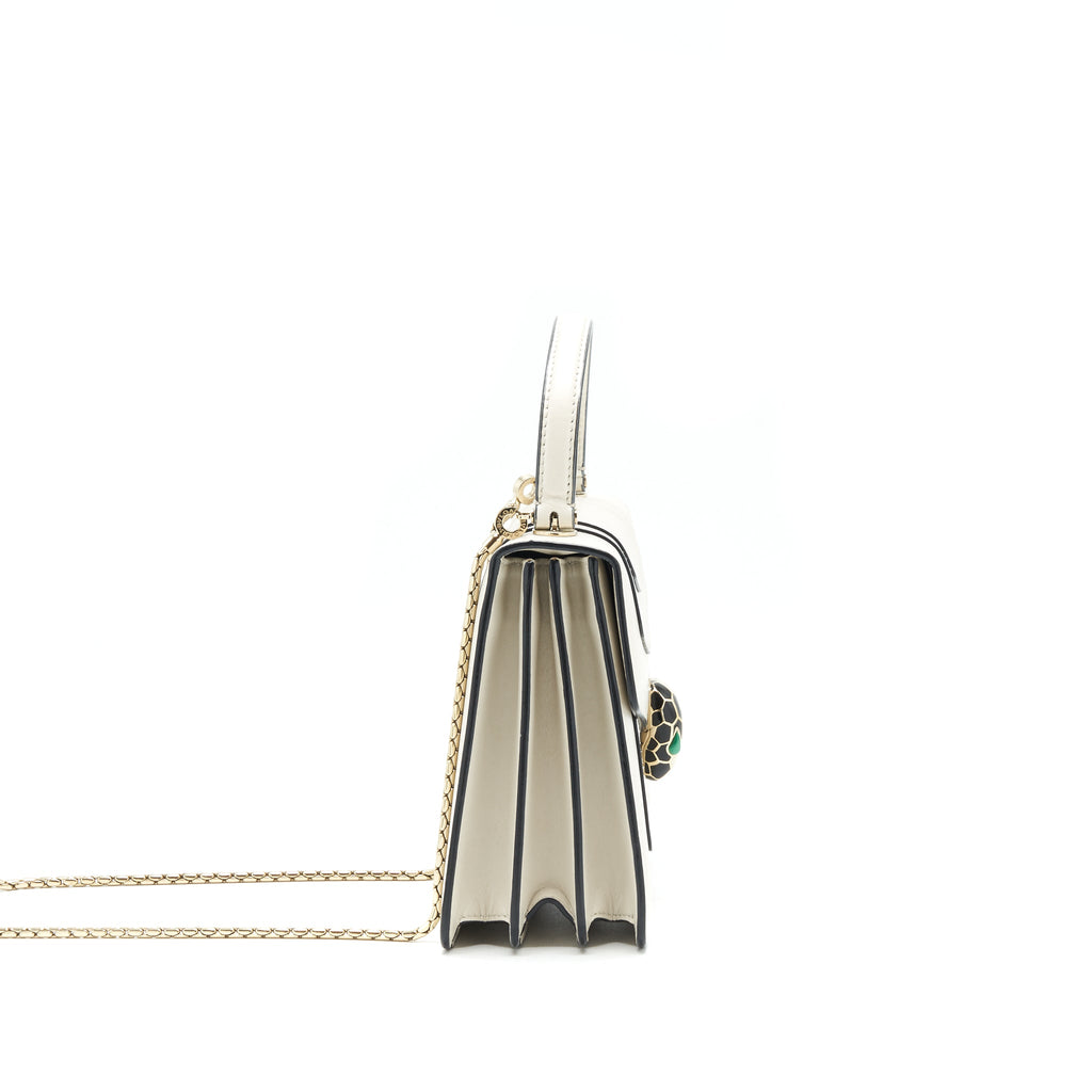 BVLGARI TOP HANDLE SERPENTI BAG WHITE