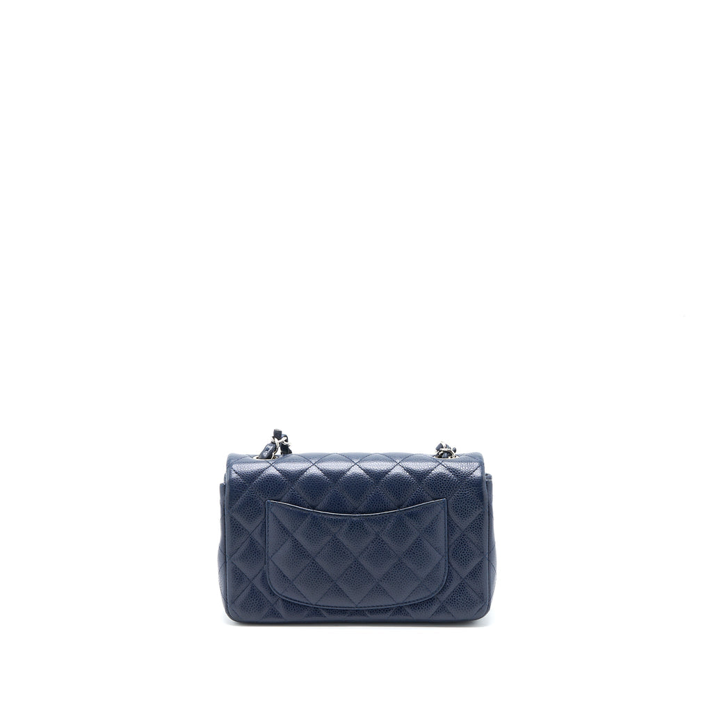 CHANEL CLASSIC MINI RECTANGULAR FLAP BAG CAVIAR NAVY SHW