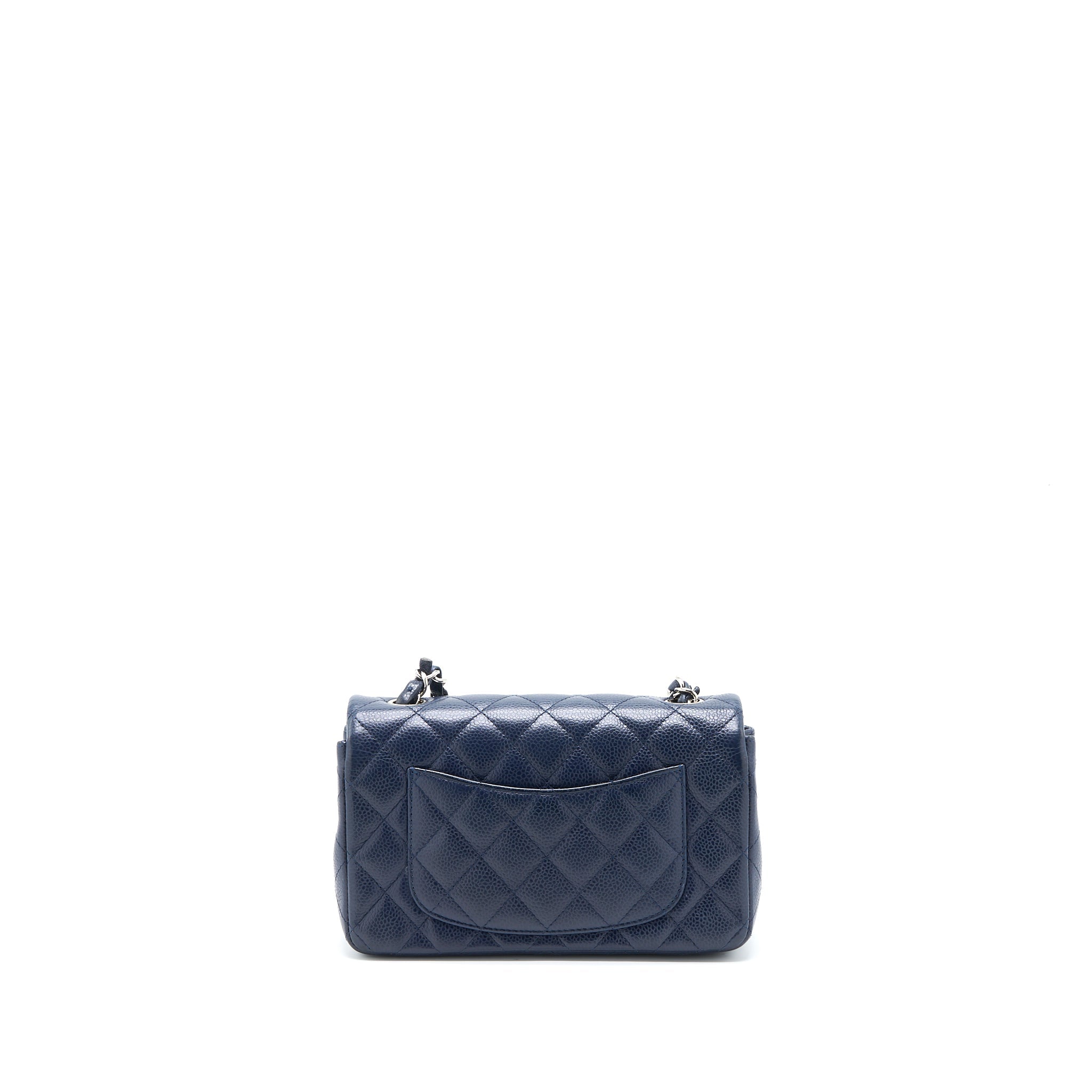 CHANEL CLASSIC MINI RECTANGULAR FLAP BAG CAVIAR NAVY SHW