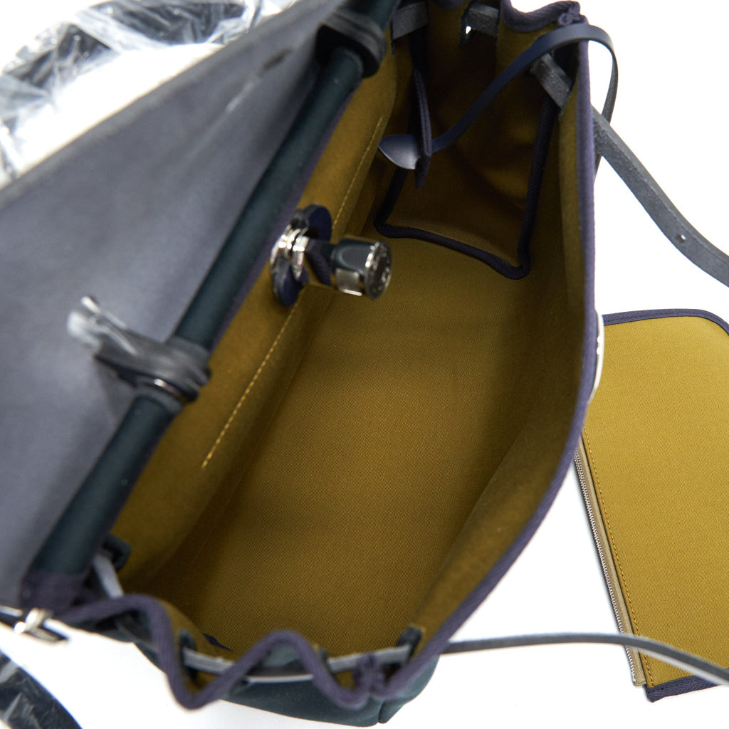 HERMES HERBAG 31 ZIP BAG VERT CYPRES/VERT OLIVE / BLUE INDIGO SHW