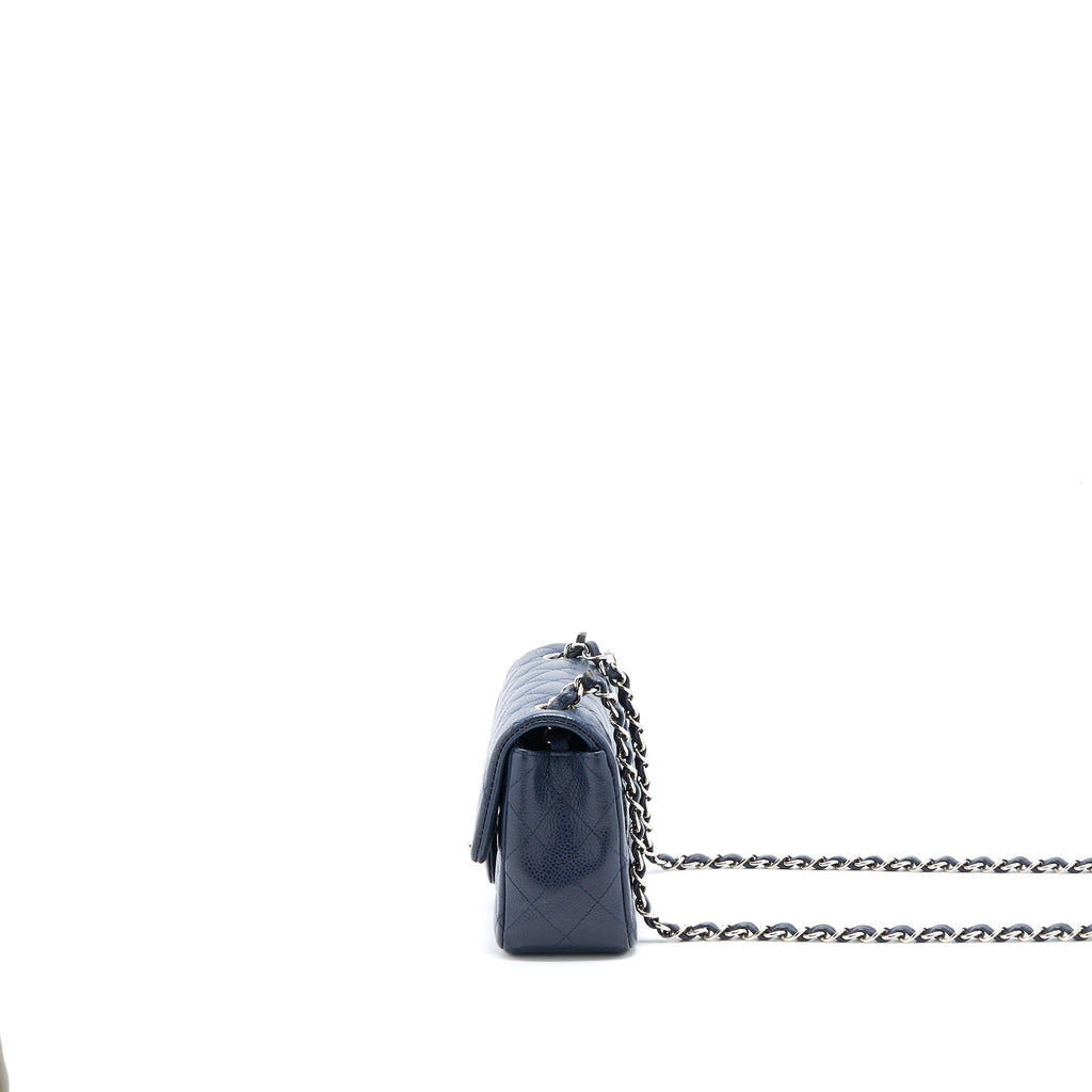 CHANEL CLASSIC MINI RECTANGULAR FLAP BAG CAVIAR NAVY SHW