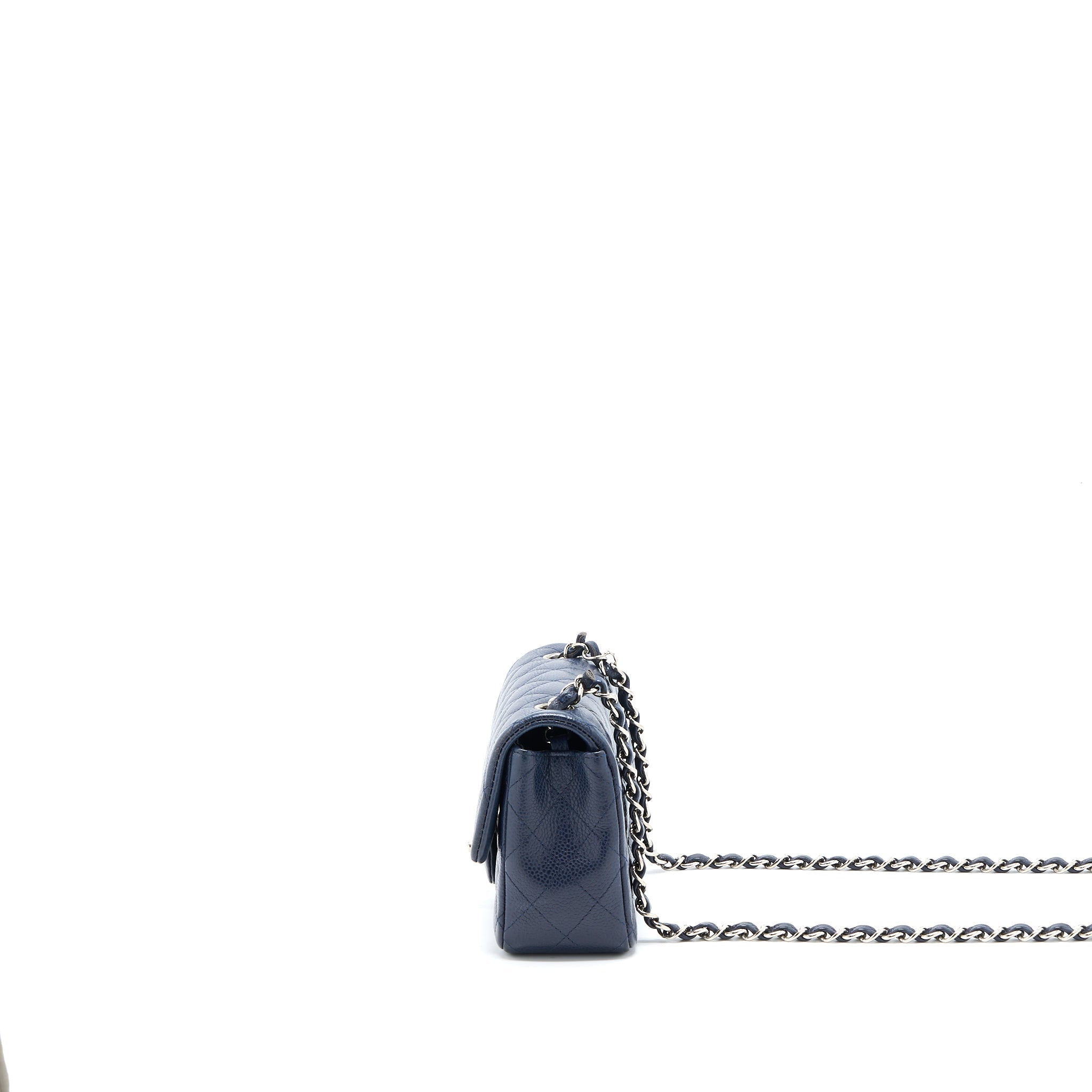 CHANEL CLASSIC MINI RECTANGULAR FLAP BAG CAVIAR NAVY SHW