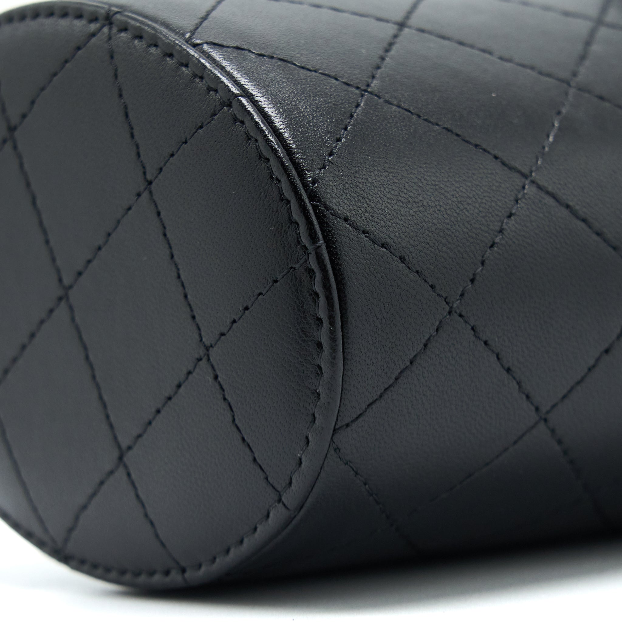 CHANEL VERTICAL CLUTCH WITH CHAIN LAMBSKIN BLACK LGHW