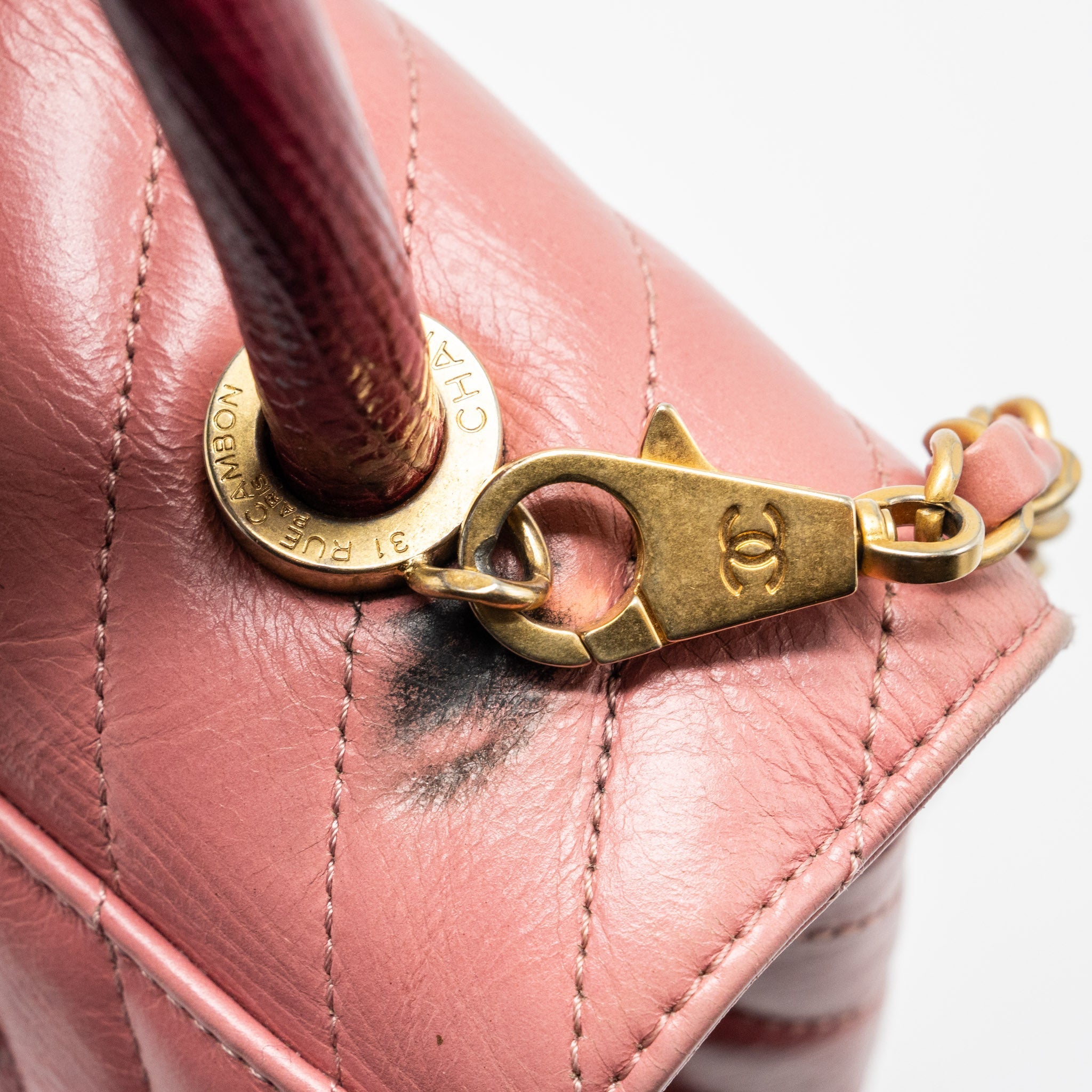 CHANEL MEDIUM COCO HANDLE CALFSKIN / LIZARD HANDLE PINK GHW